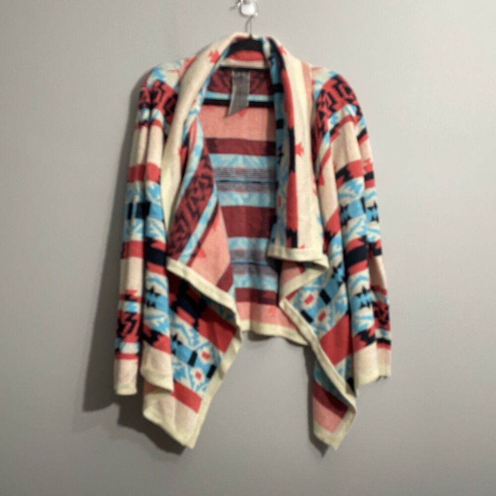 Moon Collection Women’s L Aztec Drape Cardigan Open Front Southwestern